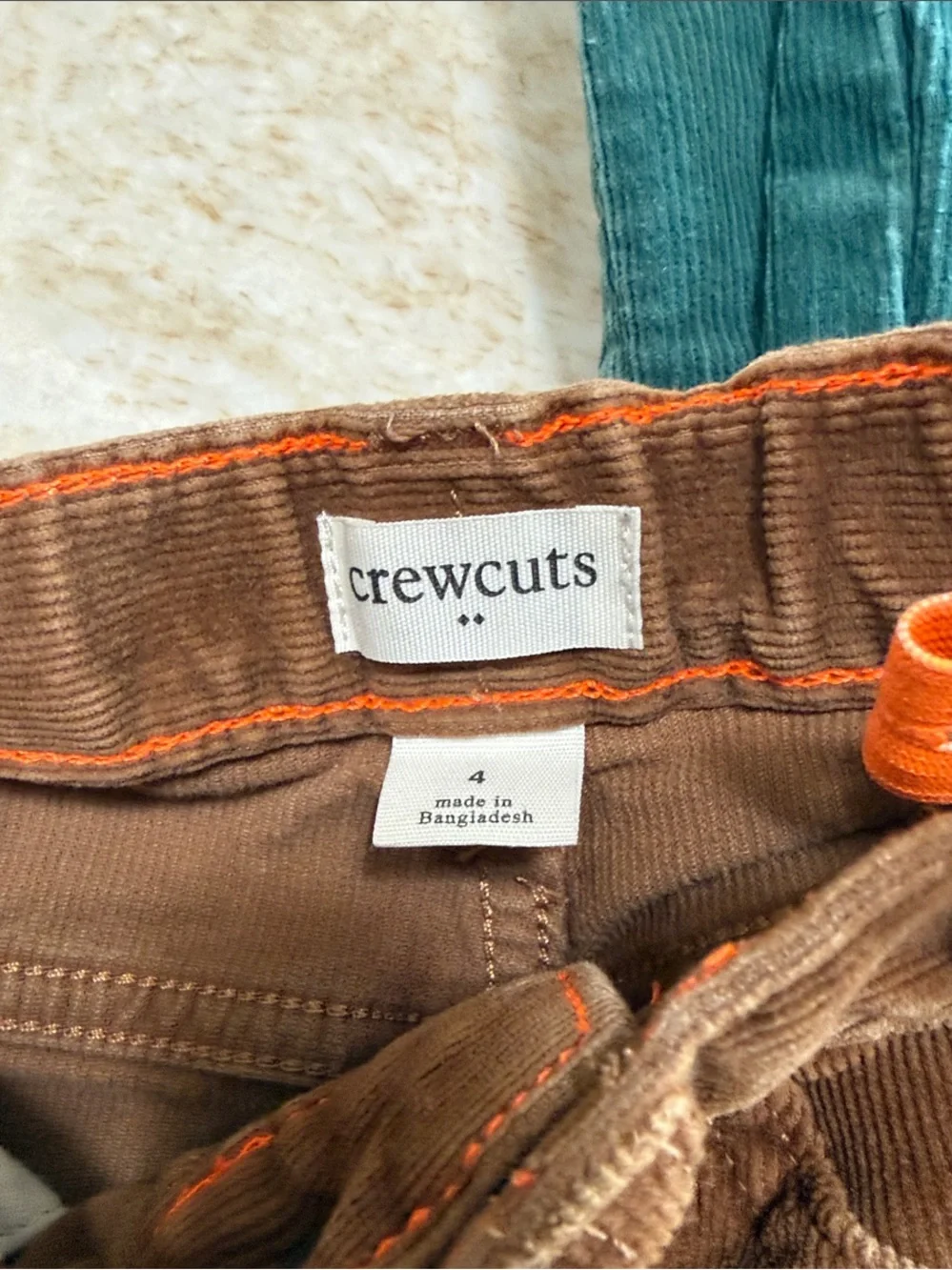 Crewcuts Kids Corduroy Pants in Brown and Teal